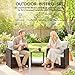 Outsunny Rattan Bistroset, 3 teiliges Gartenmöbel-Set mit 2 Sessel, 2-Ebene Glastisch, abnehmbar Sitzkissen, Balkonmöbel-Set Sitzgruppe Gartengarnitur für Garten, Terrasse, Cremeweiß