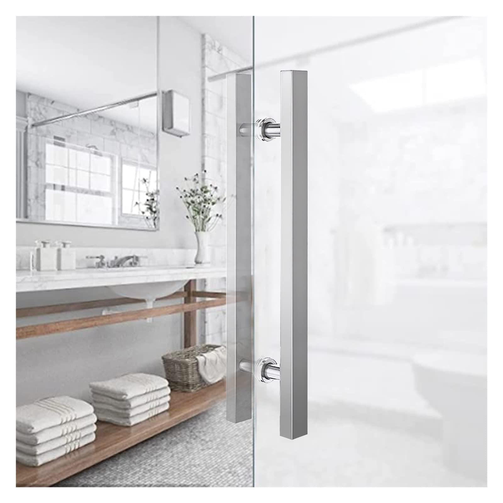 BHGFYXBS Stainless Steel Sliding Barn Door Handle H Shape Pull Push Solid Door Knob Interior Exterior Glass Door Handle,Silver-Long 80Cm/31.5 Inch,Silver-Long 80cm/31.5 inch