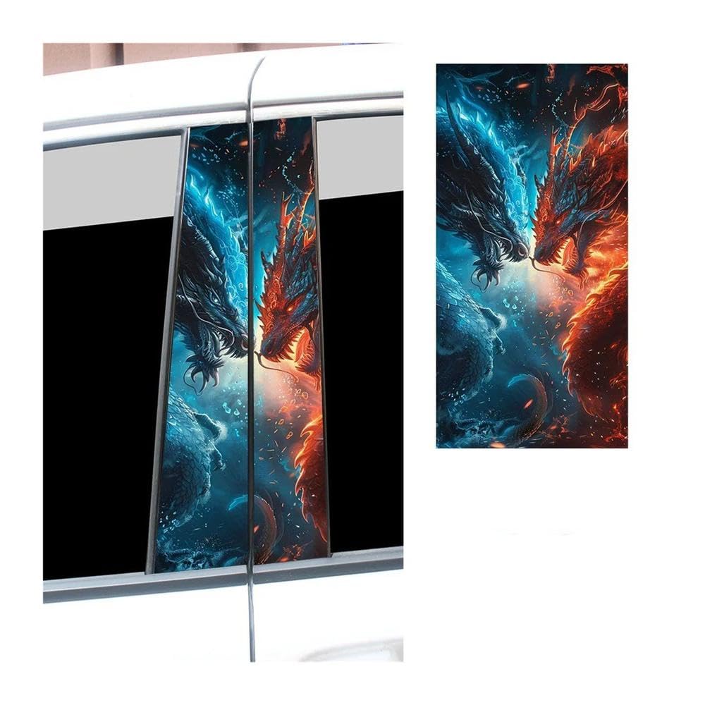 Bertdcx B Ice And Fire Dragon Car Stickers Auto -Pillar Waterproof Vinyl Decals Auto Parts(,1Pcs)