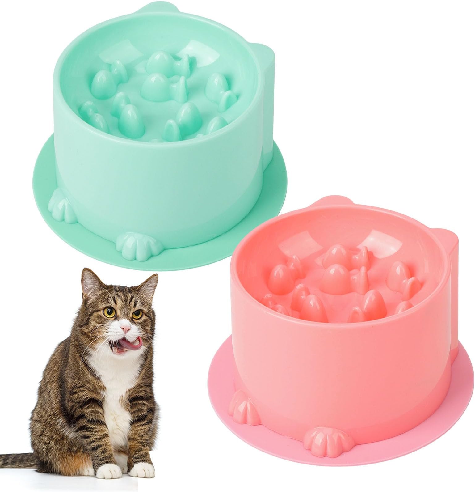 2Stück Anti Schling Napf Katze Erhöht,katzennapf erhöht Antischlingnapf Katze,Slow Feeder Katze