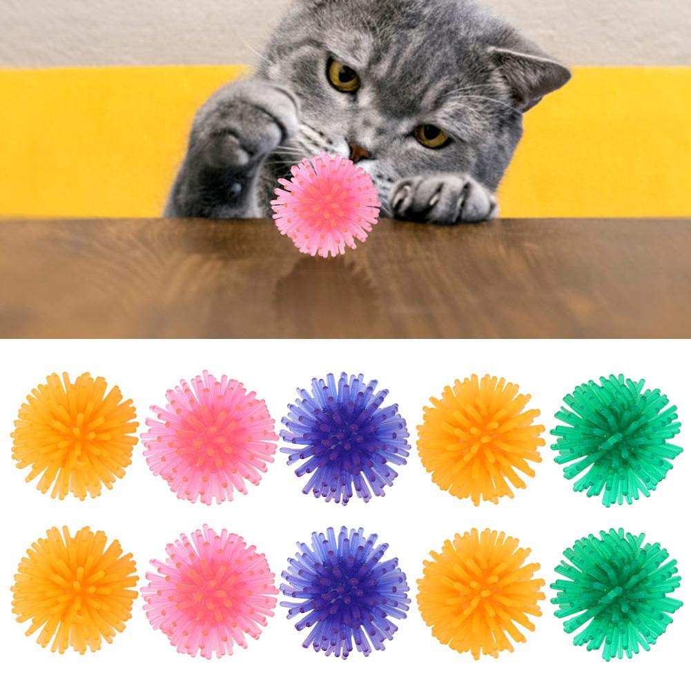 10 Stück Katzen Spielbälle TPR - Bunte Kätzchen Spielzeug Bälle