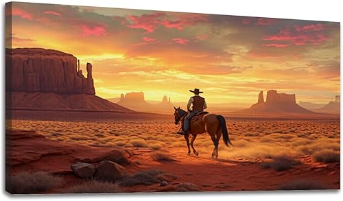Miniatura 11 de 30"x 60" Canvas Wall Art Western Cowboy Gold Vintage Horse Southwestern Desert Framed Pictures Painting Prints Large Wall Art for Living Room