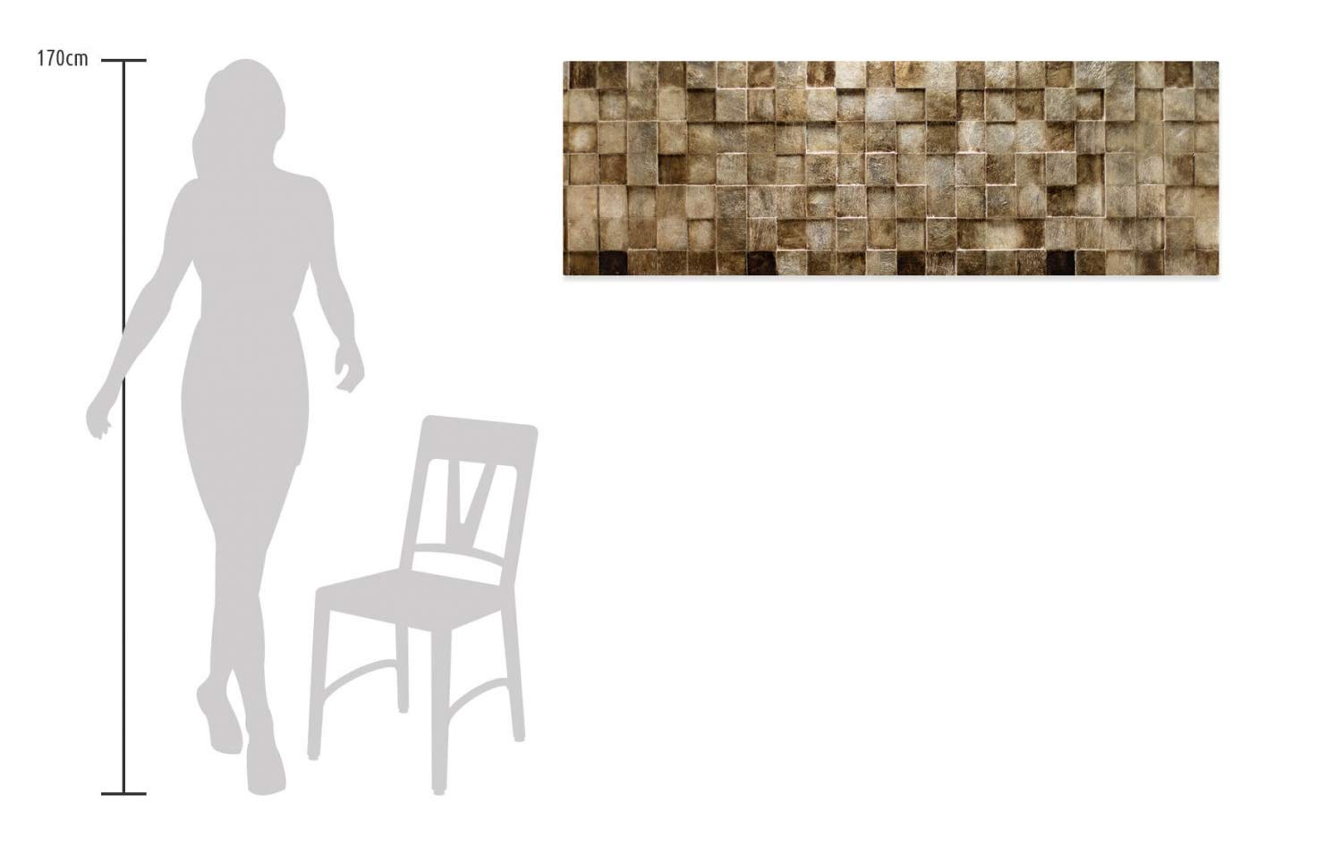 KunstLoft Wanddeko Holz rustikal | 100% HANDGEFERTIGT | 144x44x6cm | Holzbild 'The Matrix' | Abstrakt | Beige Braun | Wandbild Holz