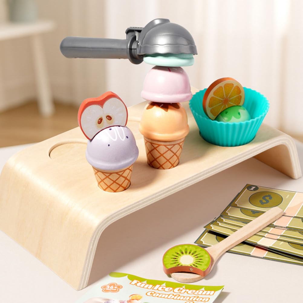 Set da Gioco con bancone per Gelati in Legno, Gioco di Ruolo Negozio di Dolci