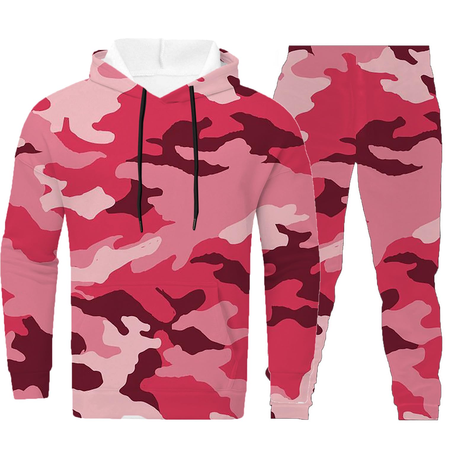 Generisch Tuta mimetica militare da uomo, pantaloni da combattimento e felpa con cappuccio, uniforme militare, costume mimetico, 2 pezzi, felpa con cappuccio e pantaloni da jogging, tuta sportiva