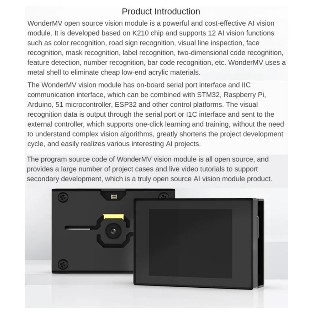 Módulo Visual K210 Módulo de Reconocimiento de Visión WonderMV Cámara Inteligente Placa de Desarrollo Python Sensor CanMV Programable B