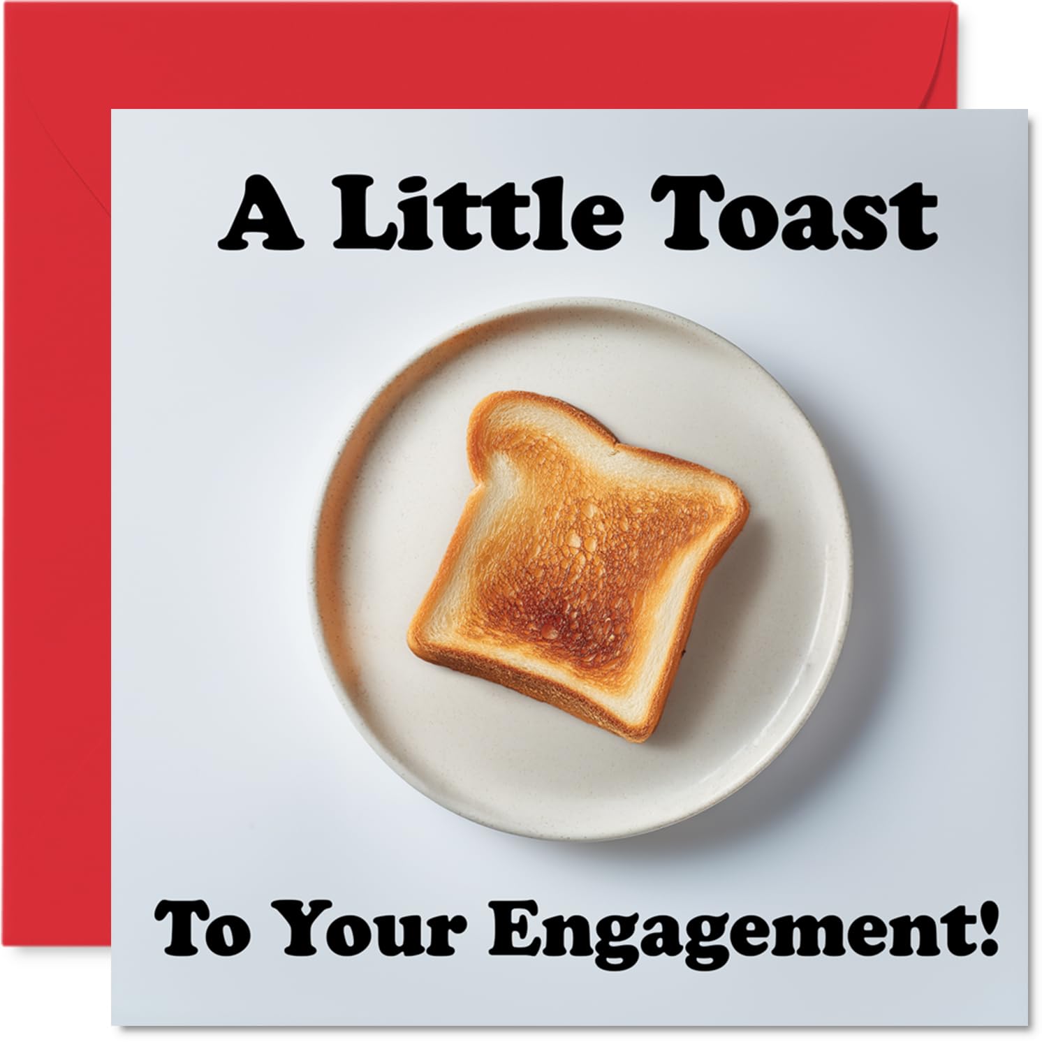 Funny Engagement Card - Pun-filled Congratulations - Toast Motif with Playful Bread Illustration - 145mm Square, Envelope Included