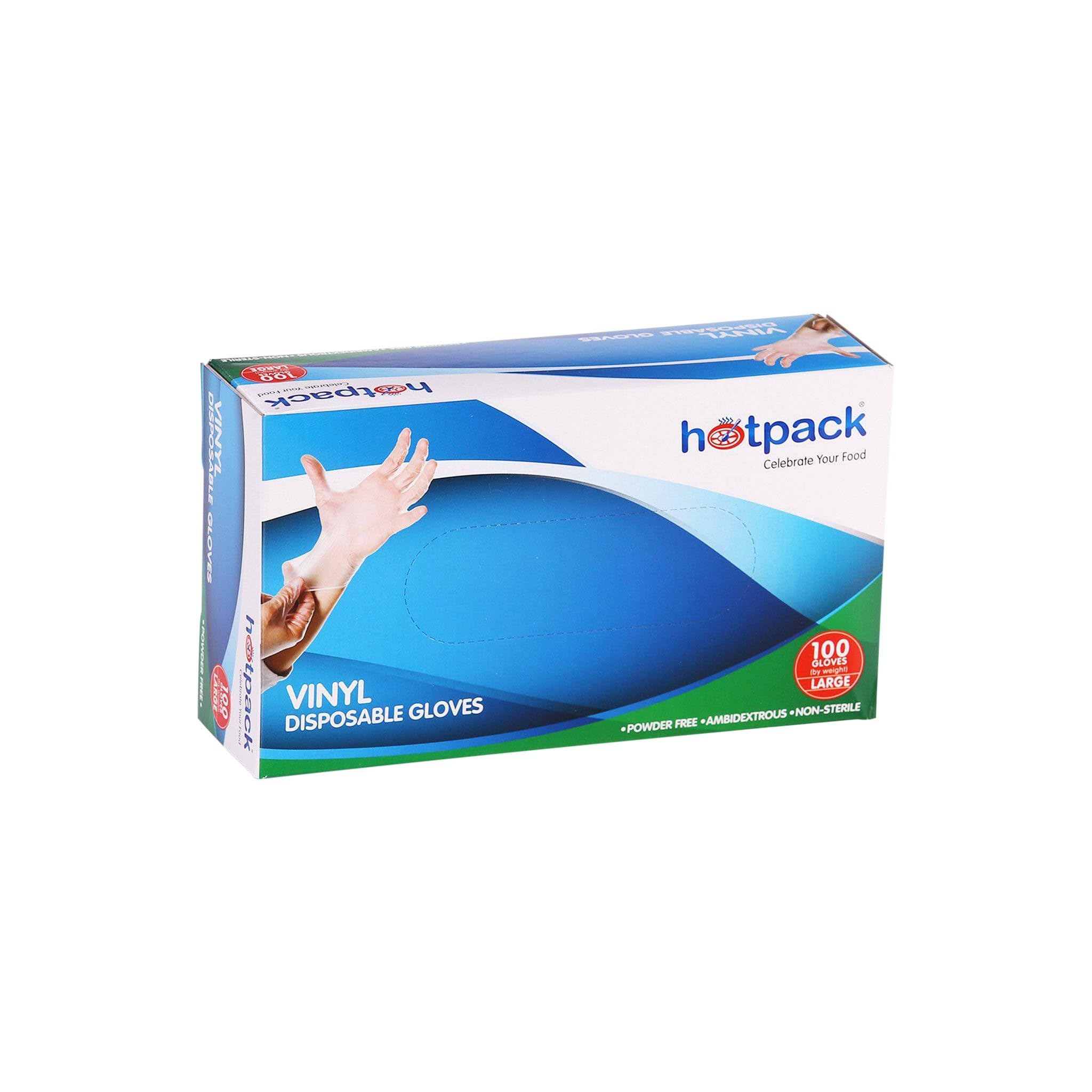 HotpackDisposable Vinyl Gloves White X-Large Powder Free, Non Sterile, Food Safe, 100 Pieces
