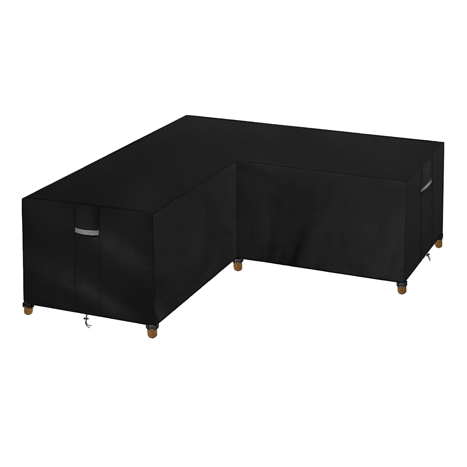 Dokon Copertura Divano Angolare Esterno Impermeabile Copertura per Mobili da Giardino a Forma di L con Prese d'Aria, Antivento Anti-UV Tessuto Oxford 420D Telo Copri Divani Esterno, 250x250x110cm