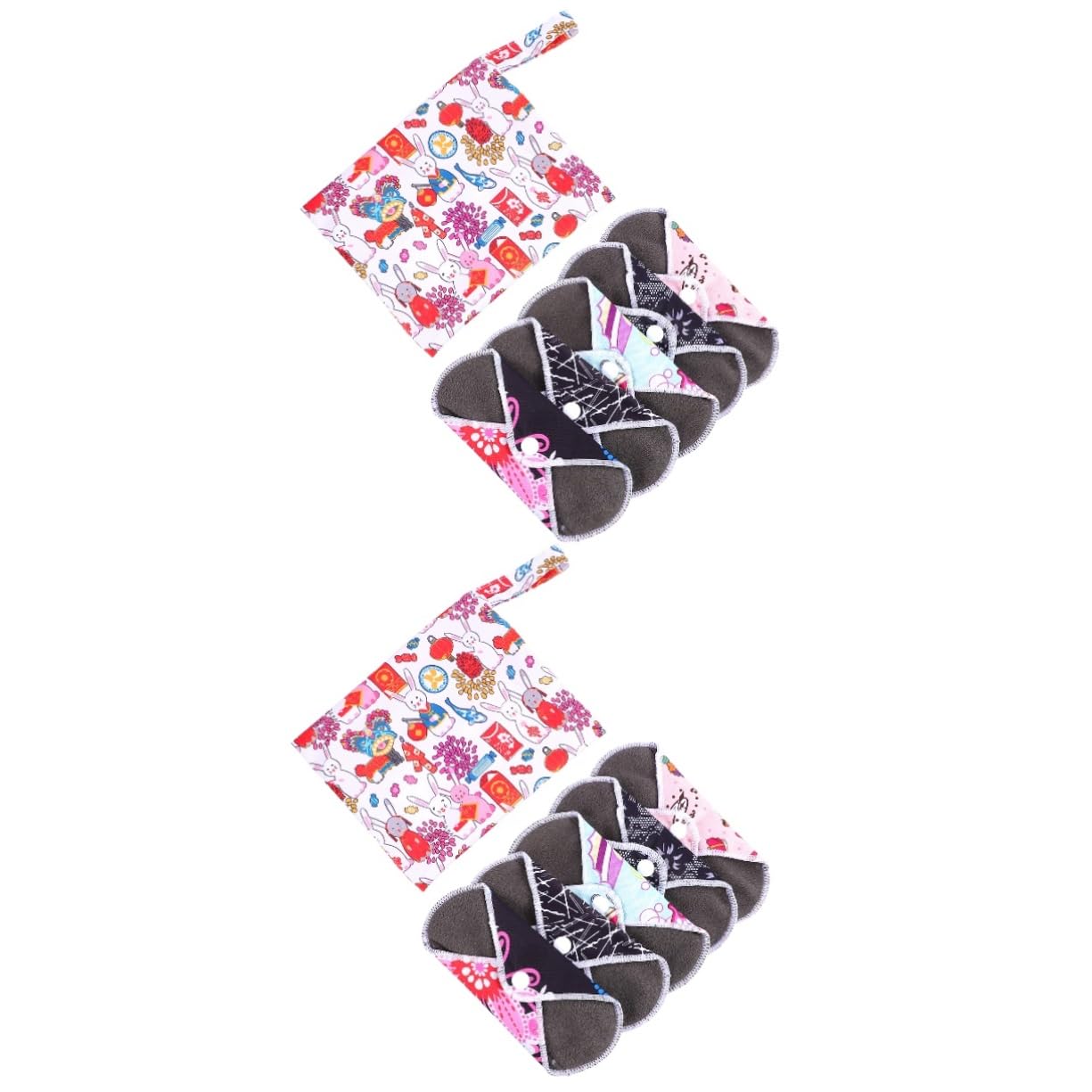 2sets Assorbenti Lavabili Con Per Menstruazione e Riutilizzabile Con Per Trasporto Colori Casuali