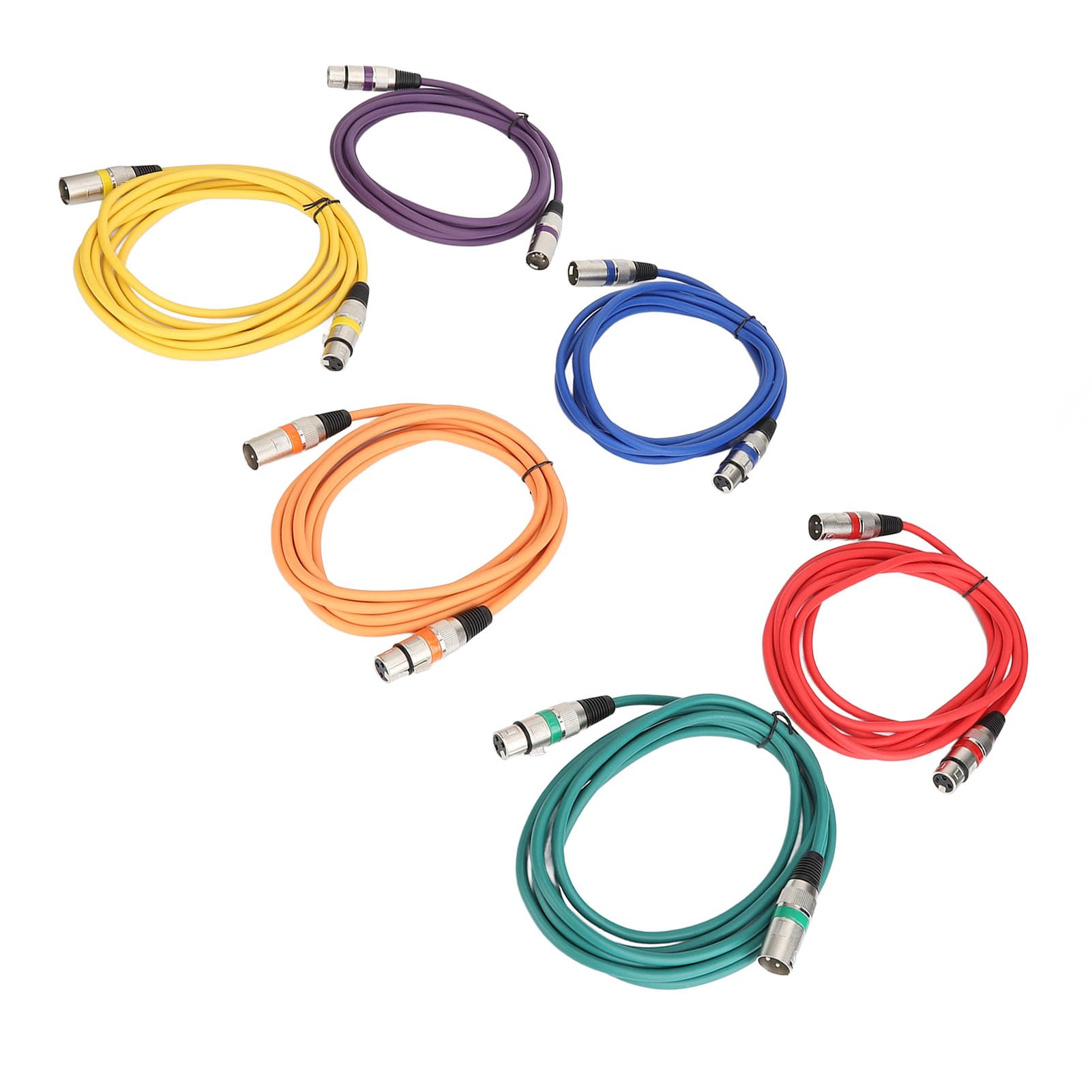 Fafeicy Kabel XLR Męski na żeński, 6 szt. Przewodu Mikrofonowego w Różnych Kolorach, 10 Stóp, 3-pinowy, Zbalansowany Kabel Mikrofonowy z Dwuwarstwowym Ekranowaniem do Nagrywania, Mikser Studyjny,
