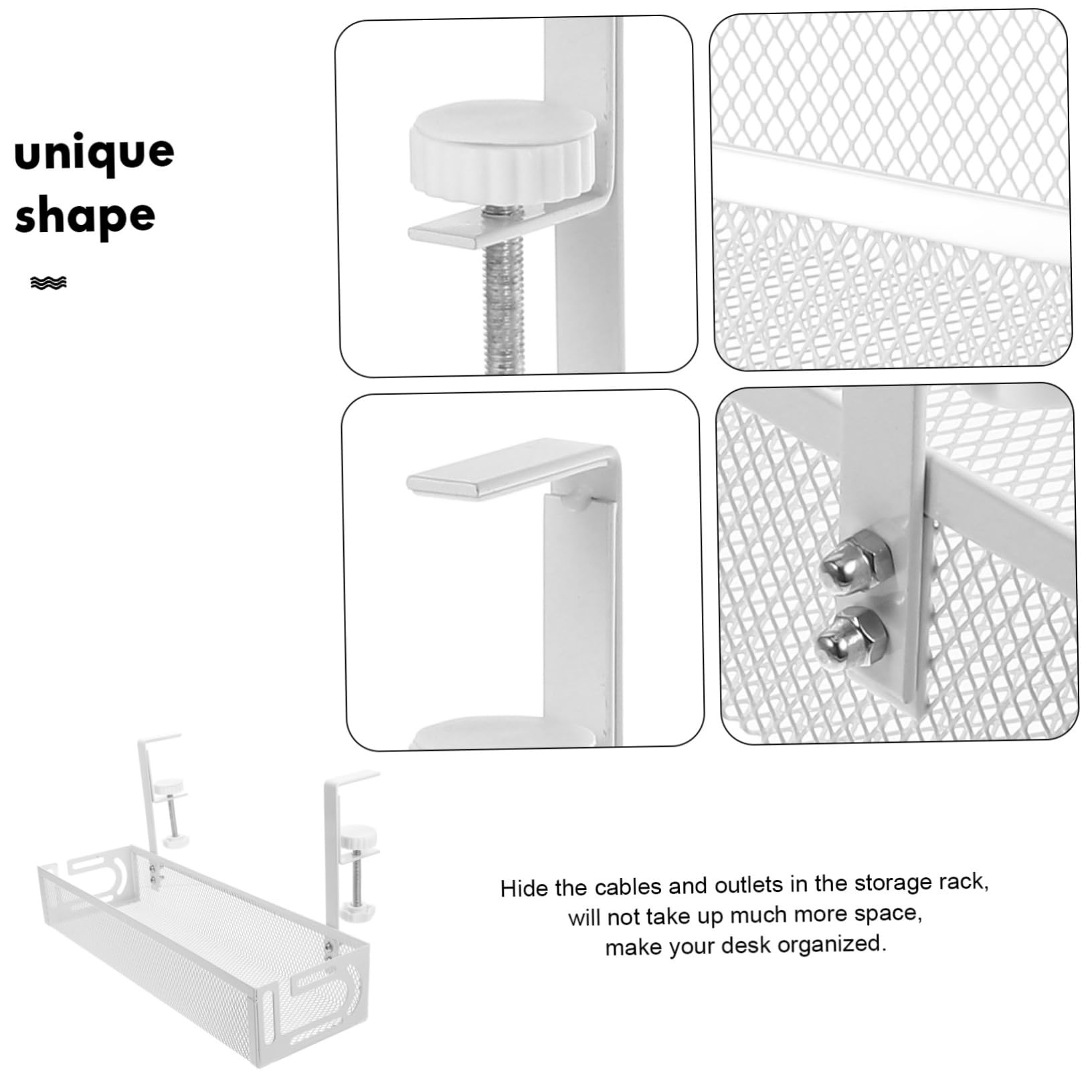 Organizzatore Cavi Sotto Scrivania Supporto Compatto Per Gestione Cavi Design Semplice e Pratico Facile Installazione Resistente e Leggero Per Casa e Ufficio