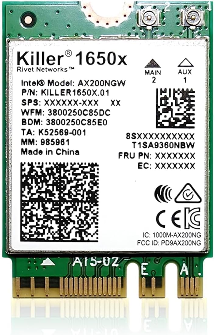 AX1650x Killer Series WiFi 6 Upgrade | Gaming WiFi Adapter | M.2 Wifi Card for PC | 2.4 Gbps WiFi for PC | Supports Bluetooth 5.2 & Intel, AMD, Windows 10+, Linux (AX1650x)
