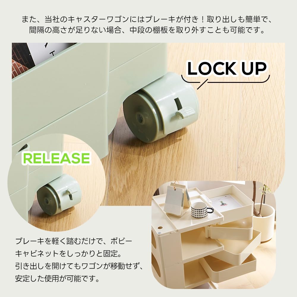 Amazon.co.jp: ボビーワゴン レプリカ 回転式手押し車 2段 3段 収納