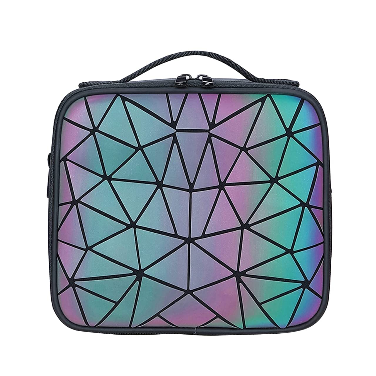 Seagull flight of fashion Cosmetic Bag , Make up Bag for Home & Travel ,Vanity Bag with Dividers for Brushes ,Toiletries , Cosmetics- 26 x 23 x 9 cm - Rainbow Design PU Material