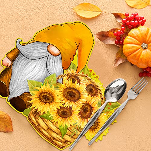 Summer Sunflower Placemats Set Of 6 Gnome Sunflower Placemats 12 X 14 Inch Plastic Yellow Farmhouse Kitchen Placemats Gnome Truck Washable Table Mats For Dining Room Decoration #TOP3