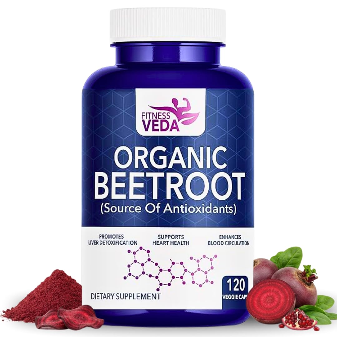 Fitness Veda Organic Beetroot Capsules – 120 Veg Capsules – Plant-Based Beetroot Powder -Heart, Blood Pressure & Endurance Support– Natural Superfood Supplement – Non-GMO, Gluten-Free-image-9
