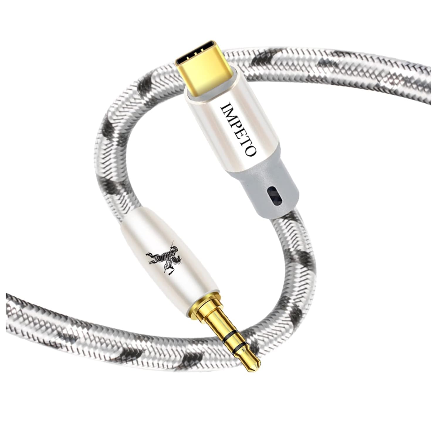 Impeto Cable AUX USB C a Jack, Nylon Trenzado Tipo C a 3,5mm Adaptador de Auricular Audio Coche Estéreo Compatible con iPhone serie 15, Huawei P30/P40/P50/P60-1.0m