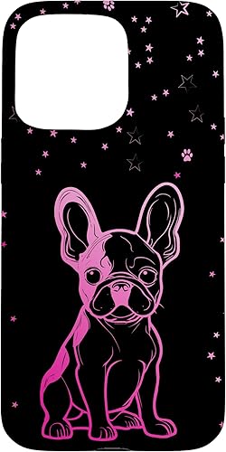 Funda para iPhone 15 Pro Max Bulldog francés con patrones abstractos para amantes de los perros