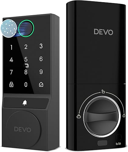 DEVO Cerradura inteligente G3, cerradura de puerta de huellas dactilares, cerradura inteligente Wi-Fi, cerraduras de puerta de entrada sin llave con