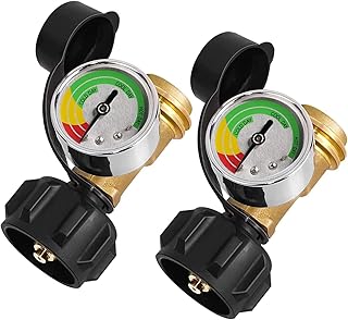 Startool 2 Pack Upgraded Propane Tank Gauge Level Indicator, LP Tank Gauge for 5-40 lb Propane Tank with QCC1 Connection, Suitable for Cylinder, BBQ Gas Grill, RV Camper, Heater and More Appliances