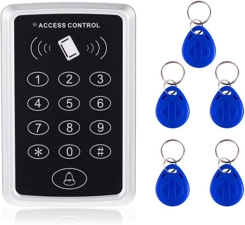 AMOCAM Door Access Control System, Stand-Alone Password Keypad + 5PCS Key Fobs Keychains for Entry Home Security Access Controller