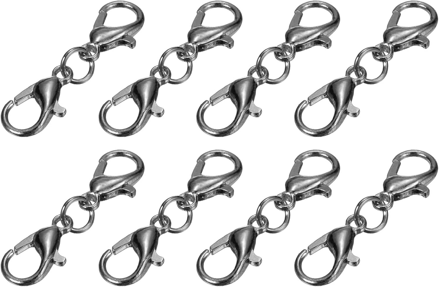 uxcell Bracelet Extender, 8Pcs - Double Lobster Claw Clasps Necklace Extenders, Connector Extension Clasp and Closure for DIY Making Jewelry Chain (25mm/0.98", Metallic Black)