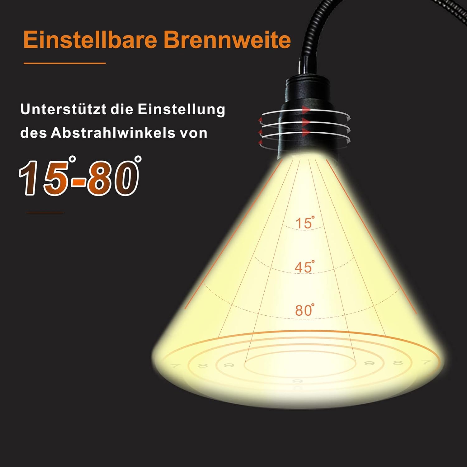 Zoomable LED Reading Lights for Bed Headboard, Clip on Spotlight Lamp for Desk, Dorm Bed, Dimmable USB Clamp Book Light with Flexible Gooseneck, Adjustable Beam Angle 15°-80° - Image 2