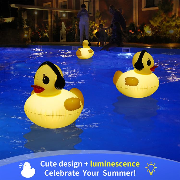 Lanterne Solaire Gonflable Canard IP68 Lampe LED Flottante pour Piscine Bassin Jardin