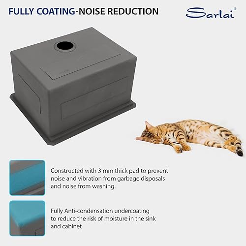 Miniatura 42 de Sarlai Fregadero de cocina de montaje inferior 21 x 19 pulgadas, repisa de fregadero de barra de montaje inferior, estación de trabajo, cuenco Acero