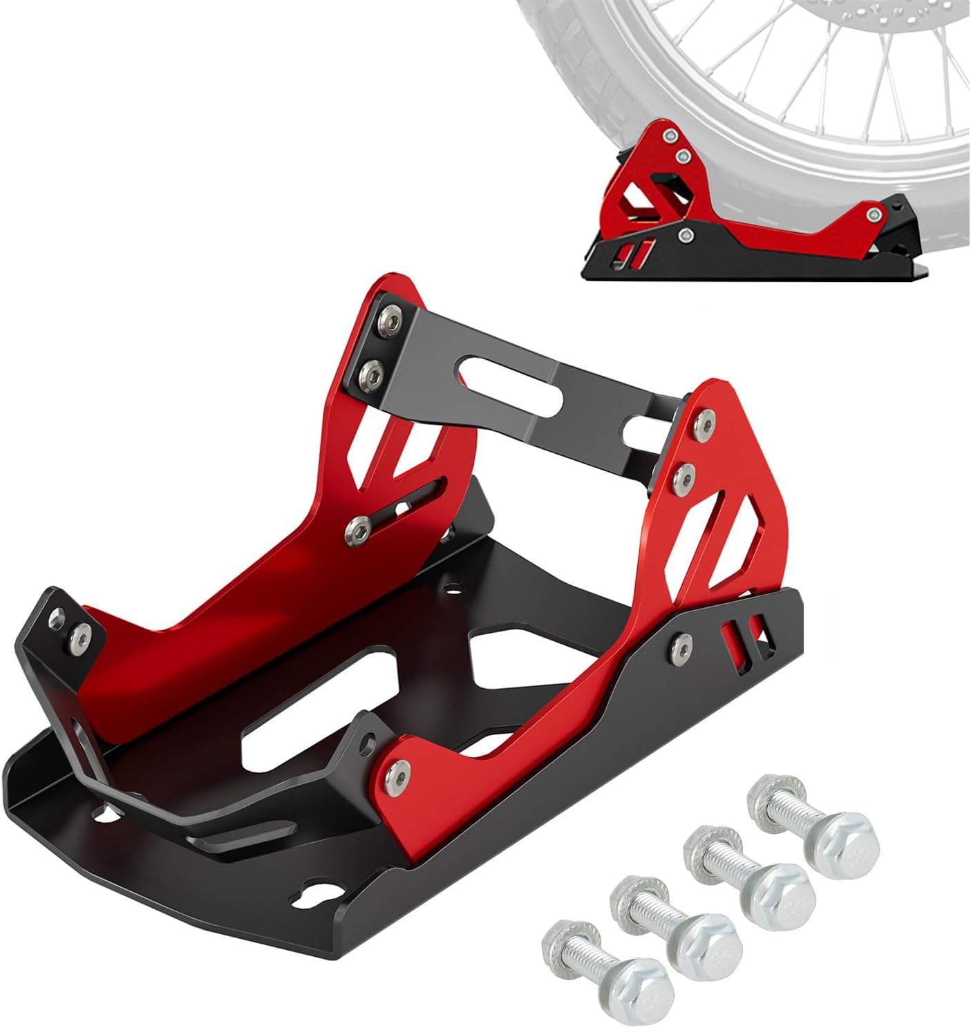 Motorcycle Wheel Chock for Transportation,Portable Adjustable 1800 lbs Capacity Special Front Tire Stand for 8"-21" Wheel Universal for Most Crusier Sports Dirt Bikes Trailer Truck