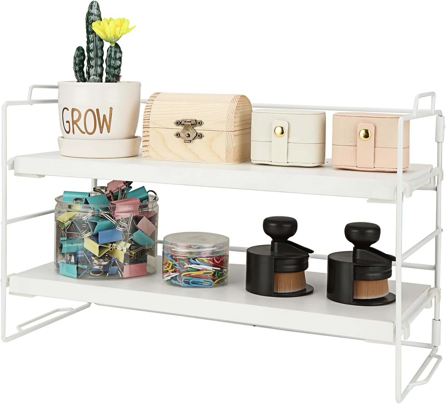 LOLYSIC Desktop Organizer Shelf, White 2Tier Desktop