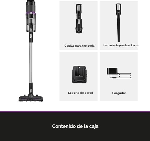 Miniatura 8 de Eureka Aspiradora inalámbrica ligera, aspiradora recargable para madera dura, pelo de mascotas, negro, ReactiClean 410