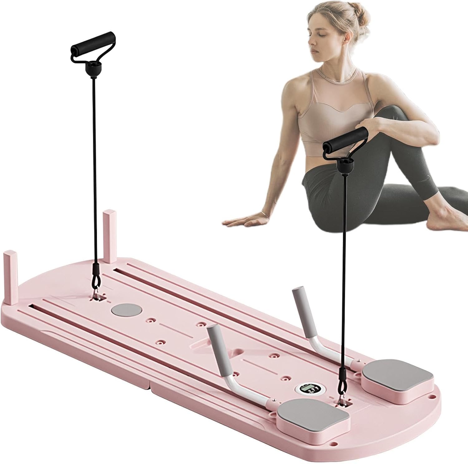 Pilates Sliding Board, Pilates Reformer Machine, Pilates Machine, Home Pilates Reformer Machine Reformer Workout, Automatic Rebound Abdominal Roller Multipurpose Pilates Equipment for Home Workout