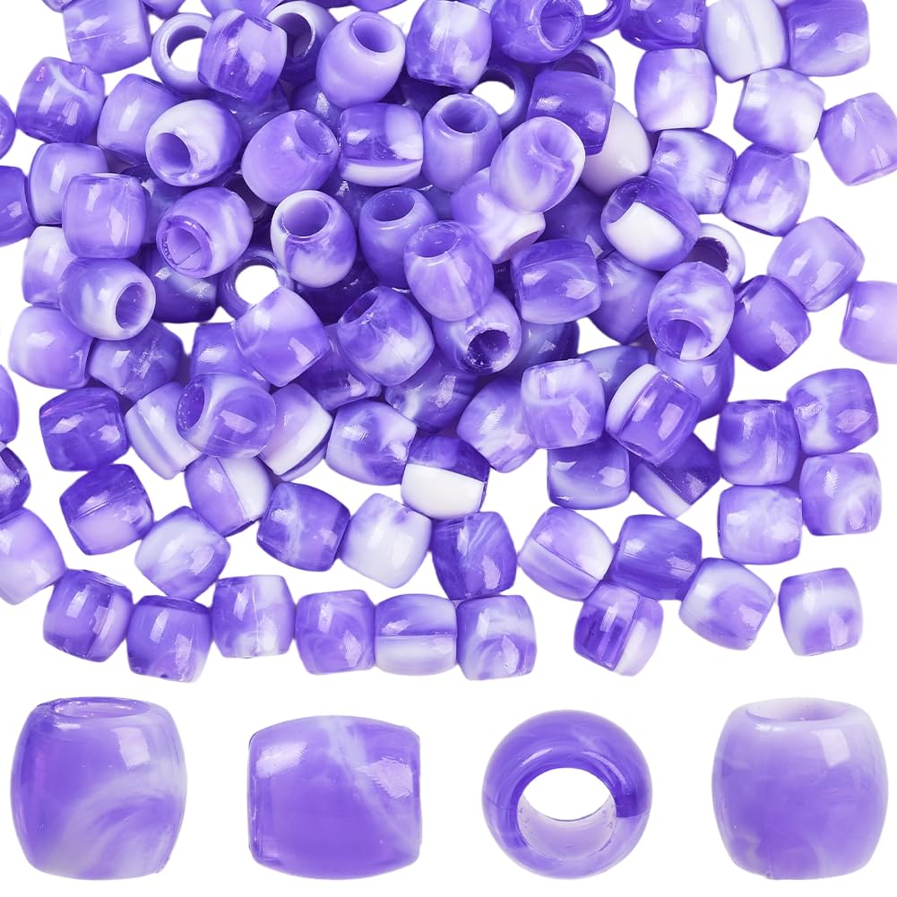 SUNNYCLUE 1 Box 120Pcs Purple Loc Beads Hair Focal Beads 5mm Hole Plastic Imitation Pearl European Hair Dreadlock Decoration Loose Spacers for Jewelry Making Accessories Braids Decor DIY Crafts Adults — image 1