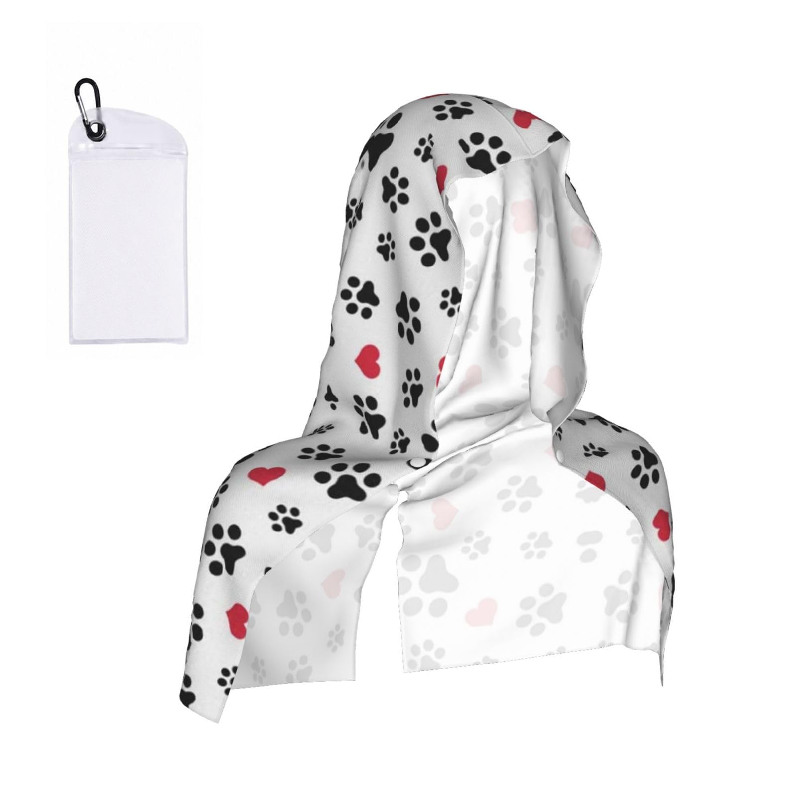 EZDLOWVBA Paw Print Print 2 Pack Cooling Hoodie Towels,Sports Headscarf, Neck Wrap Scarf,Breathable Cooling Towel For Neck And Face, Travel, Swimming, Training