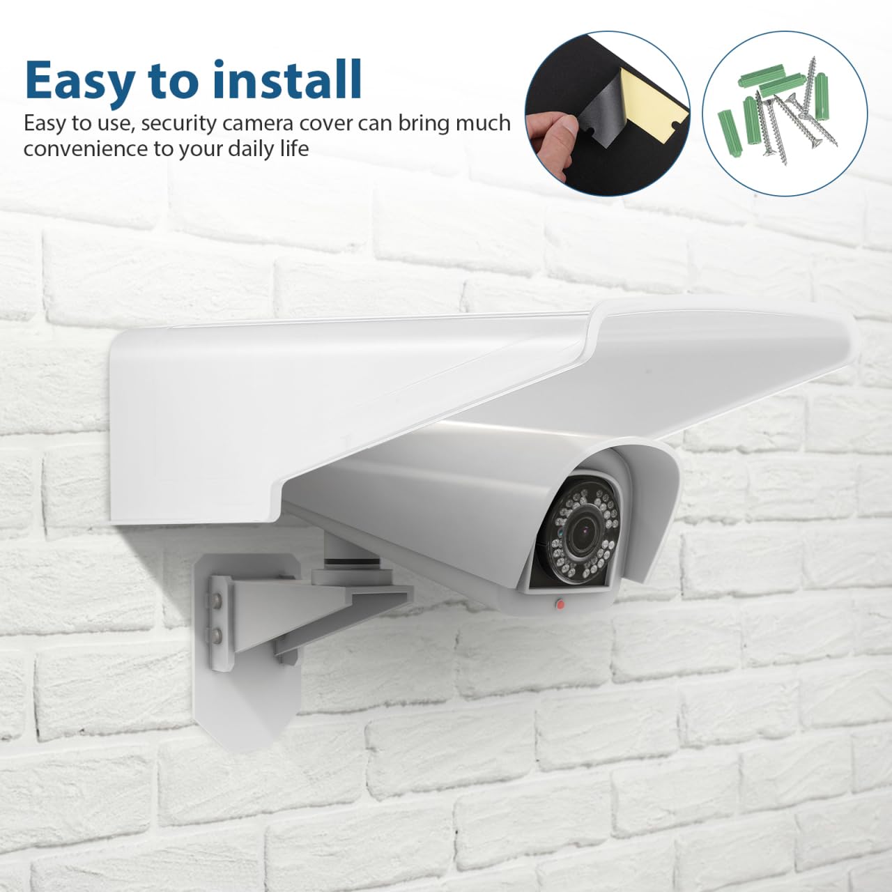 Homsfou Universal Outdoor Camera Rain Cover 10.62X10.43X3.74In Weatherproof Security Camera Protector with Sun Shade and Installation Kit