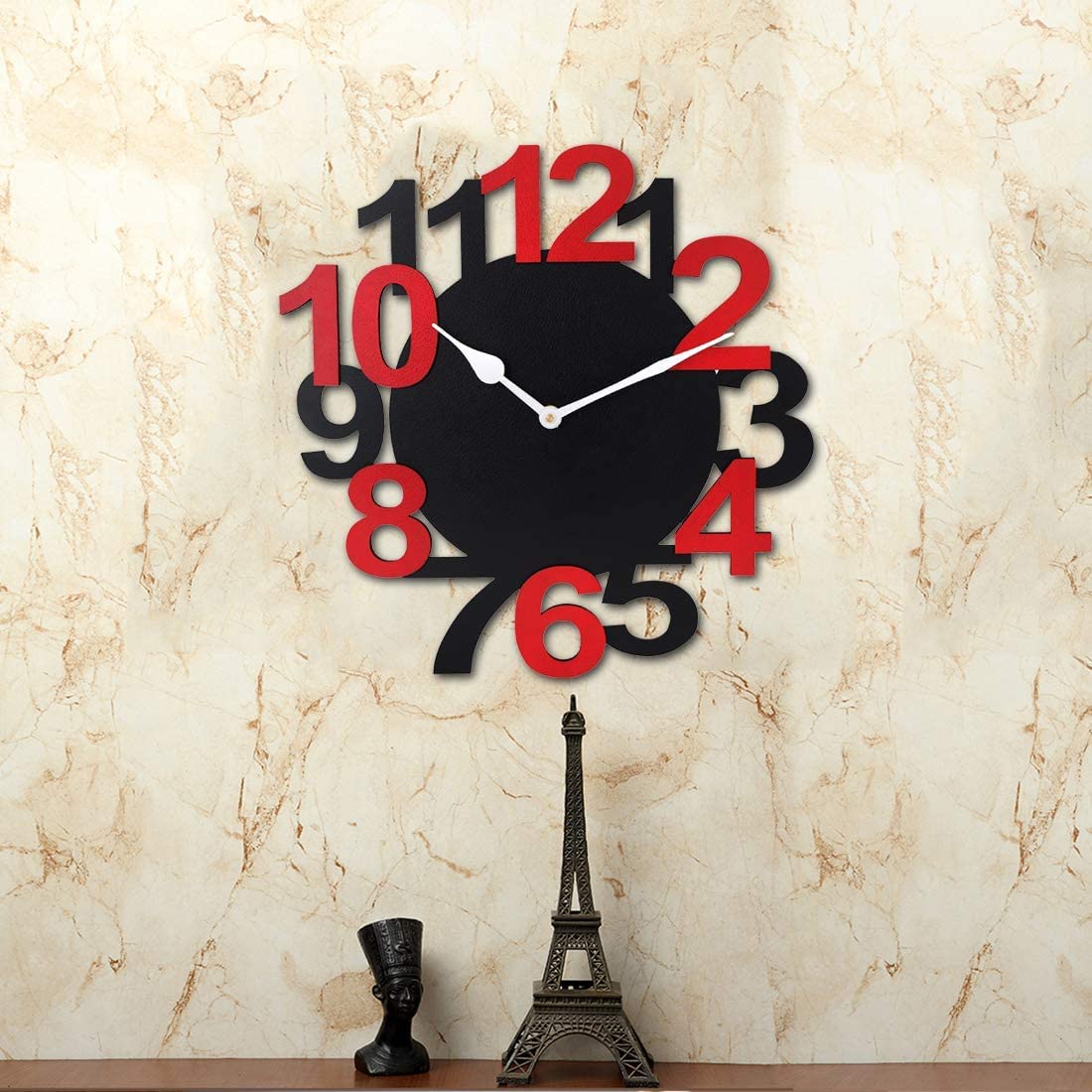Amazon.com: Metrey Artworks Black and Red Wall Clock Non Ticking