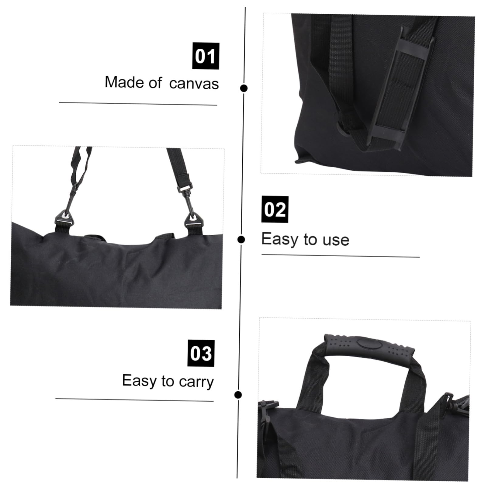 Zeichenbretttasche aus Segeltuch Schwarz mit Tragegriff | Reißverschluss, Leichtes Format, Aufbewahrung für Zeichnungen und Malbretter