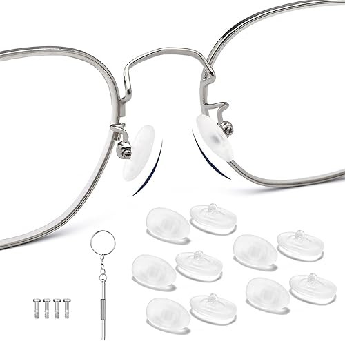 5 pares de almohadillas de silicona atornilladas para la nariz, almohadillas de repuesto suaves y antideslizantes para lentes de sol con tornillos y