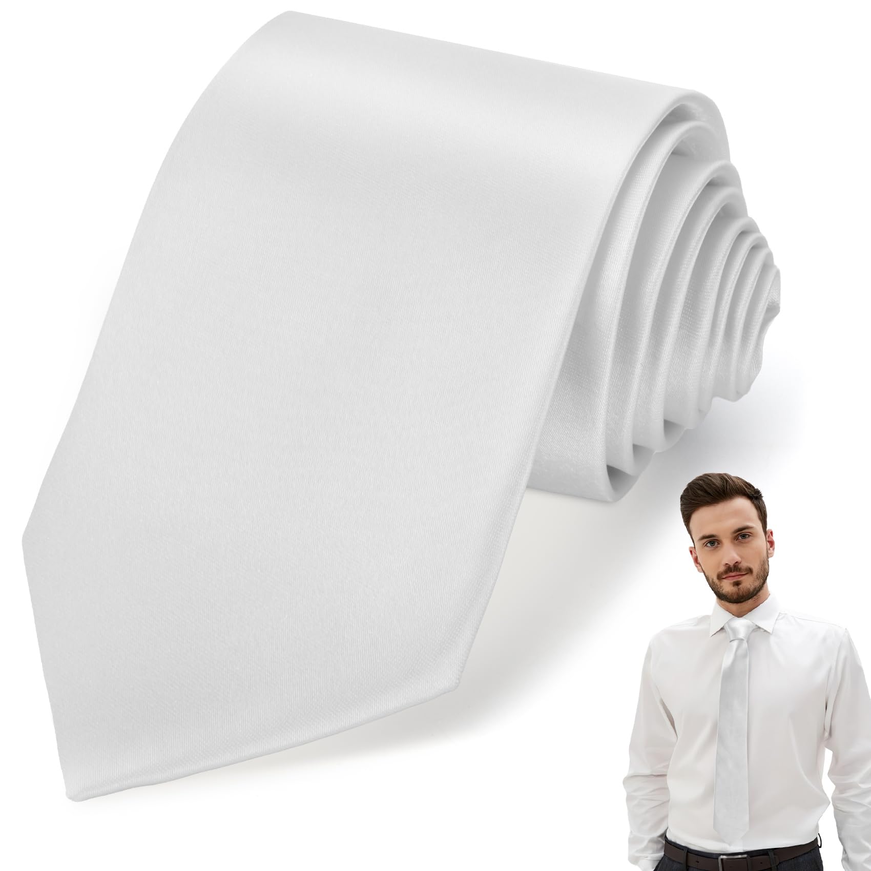 ItkFresh Ties for Men, Mens Ties Solid Color, Men's Neckties Satin, Formal Tie for Wedding Business Graduation