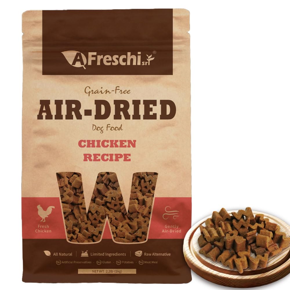 A Freschi srl Air-Dried Puppy & Adult Dog Food - Real Chicken Recipe | Grain-Free | High-Protein for Toy, Small & Large Breeds | Ideal for Picky