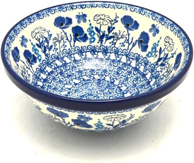 Polish Pottery Bowl - Medium Nesting (6 1/2") - Evening Poppies