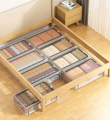 Clear Stackable Shoe Organizer, 60x30x21cm, Foldable Shoe Rack for Closet, Under Bed Shoe Storage Organizer (3 Packs)