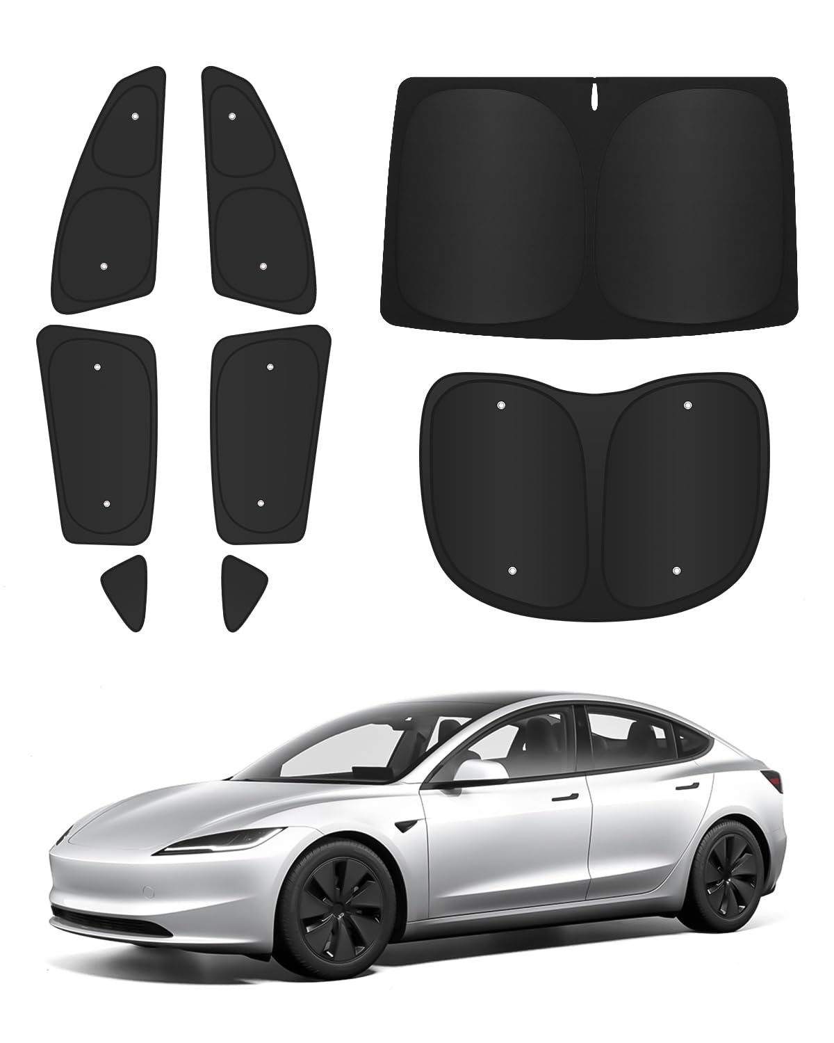 Photo 1 of 8PCS Windshield Sun Shades for Tesla Model 3 (2017-2025), Front&Rear Side Window Sun Shade Sun Visor Thermal Insulated Shield Privacy Protection for Camping,Napping,and Relaxing