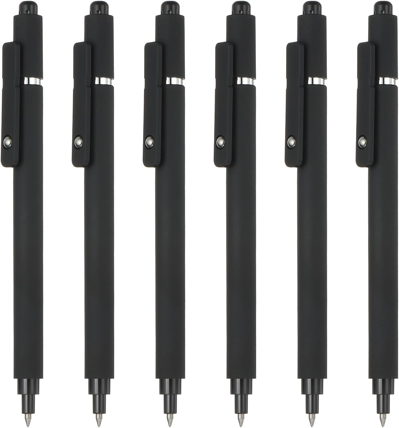 PATIKIL 6 Pcs Retractable Gel Pens, 0.5mm Black Ink Fine Point Smooth Writing Cute Aesthetic Pen Quick Dry for Office Home Journaling Note Taking Supplies, Black