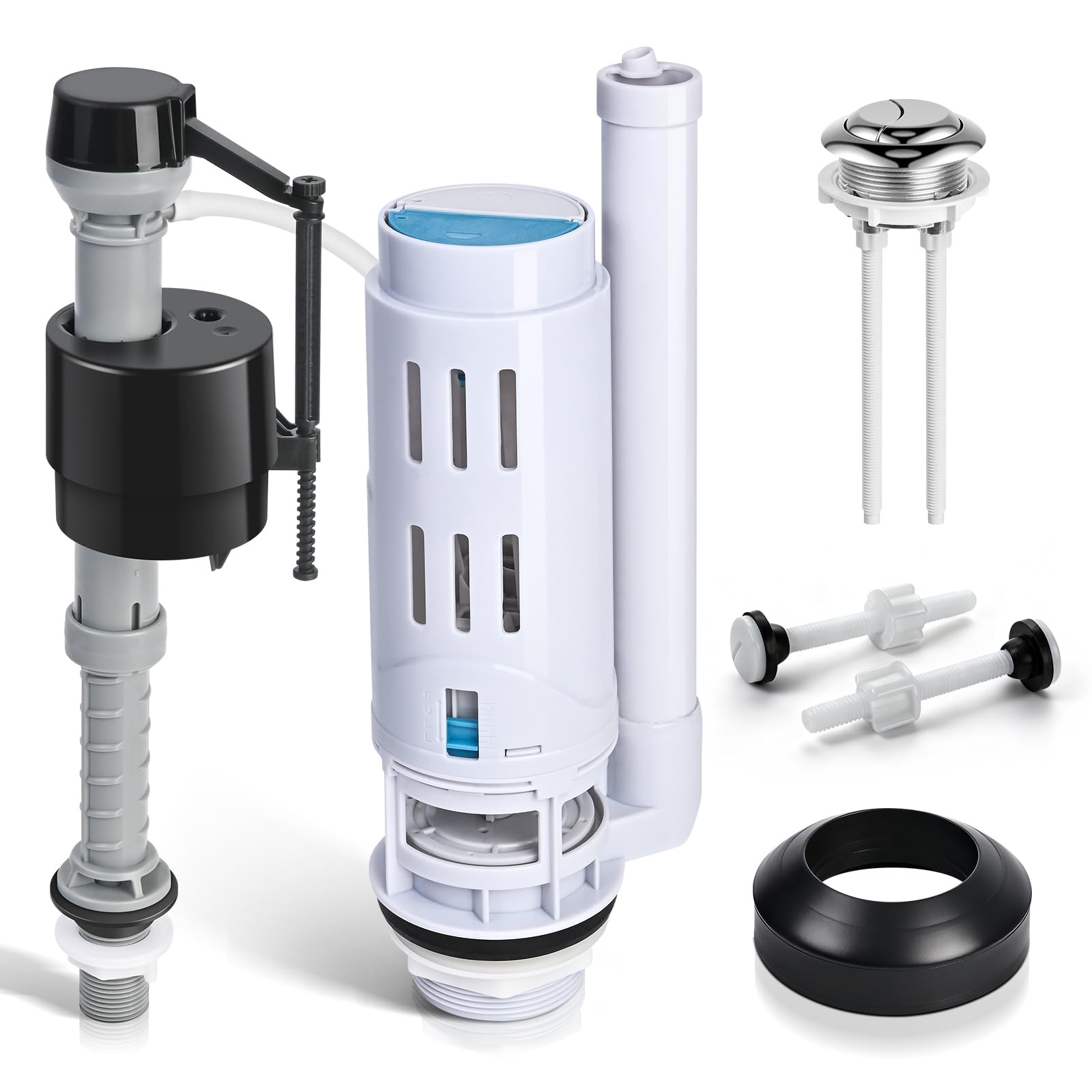Photo 1 of 2-Inch Dual Flush Valve Replacement Kit for 2-Piece Toilets, Universal Toilet Repair Kit with Push Button, Fill Valve, Gasket & Bolts,Compatible with Glacier Bay, Kohler, American Standard, and Toto