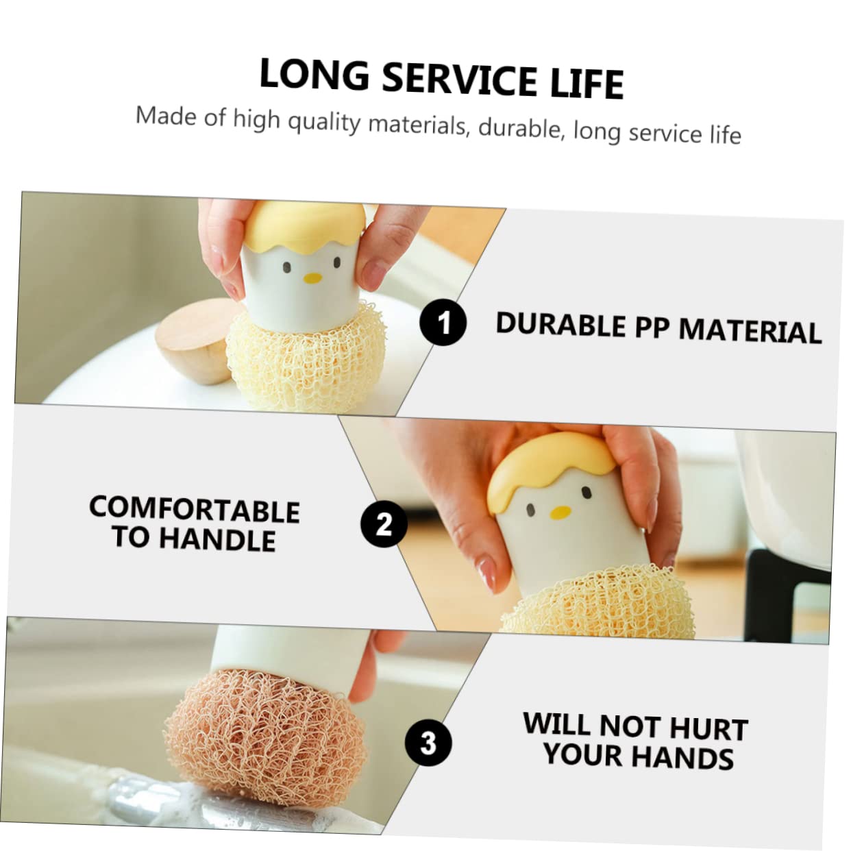 3 Series Cepillos De Limpieza para Cocina Herramientas Prácticas para Fregar Platos Cepillos De Cocina con Cabeza Reemplazable Y Diseño Adorable para Limpieza De 2 Piezas X 3