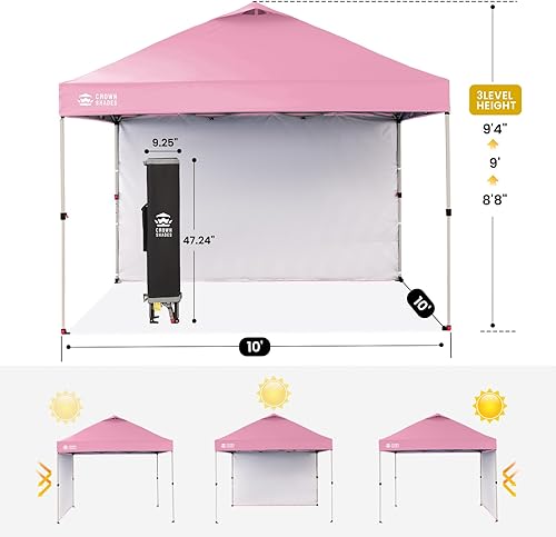 Miniatura 3 de CROWN SHADES - Toldo desplegable de 10 x 10 pies con 1 pared lateral, tienda de campaña de playa que se arma con solo presionar un botón, glorieta