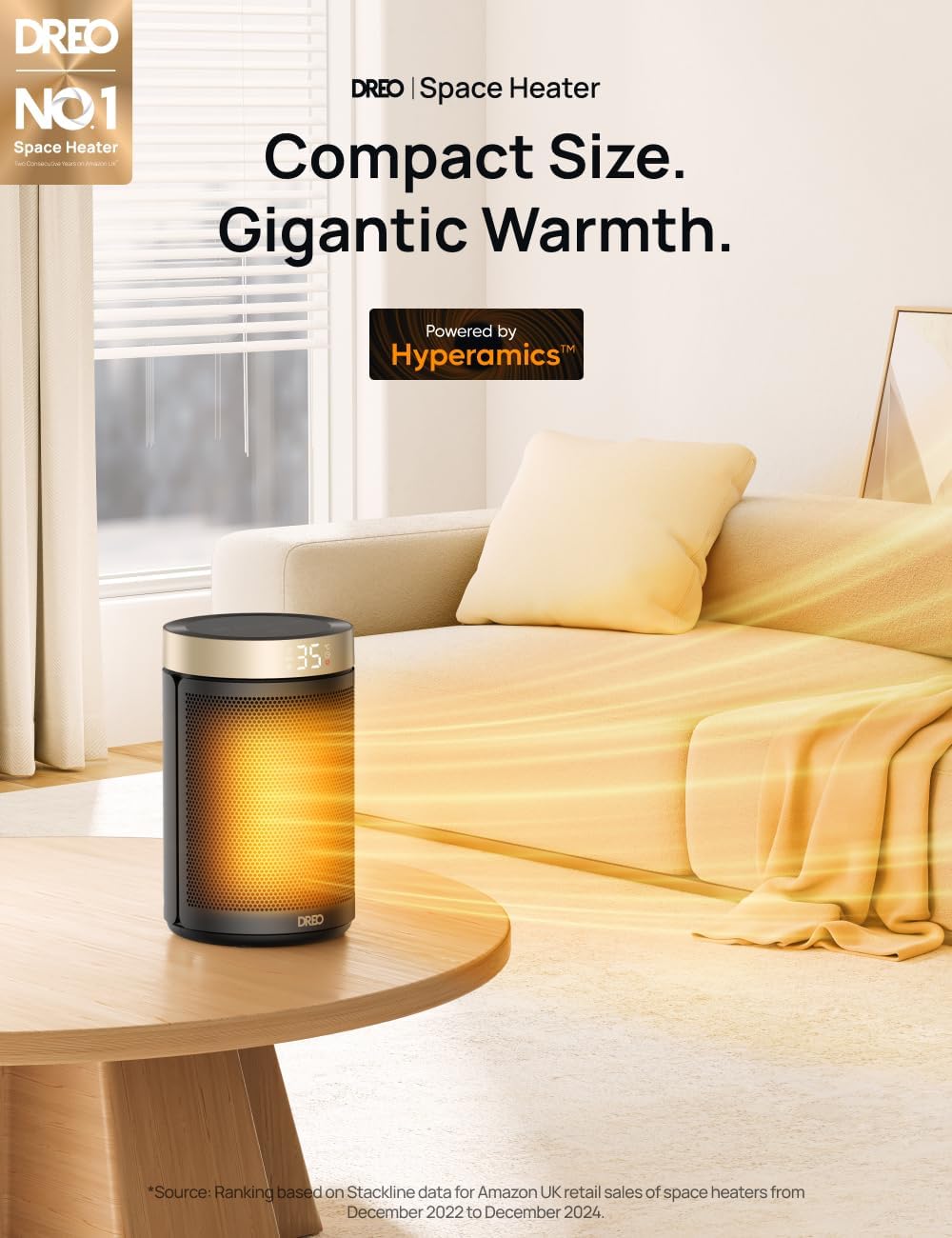Electric Heater, 1500W Energy Efficient Space Room Heater (DR-HSH006) thumbnail 2